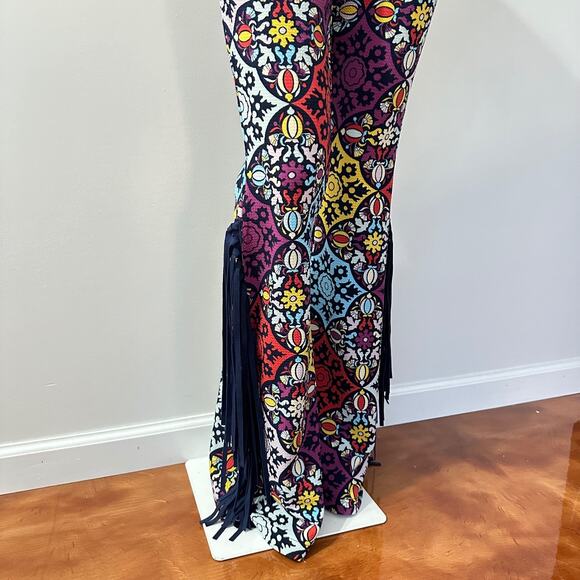 Judith March Women Bell Bottom Pants Size L Western Boho Maximalist Rodeo Fringe - Picture 3 of 14